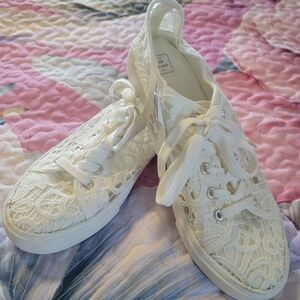 White Lace Covered Sneakers